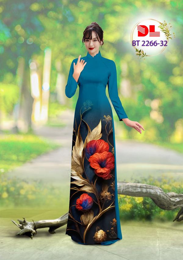 Vải Áo Dài Hoa In 3D Sang Trọng AD BT2266 5